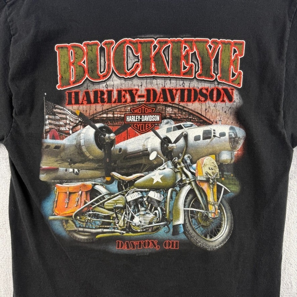 Harley Davidson Shirt Mens Medium Black Buckeye HD Motorcycle